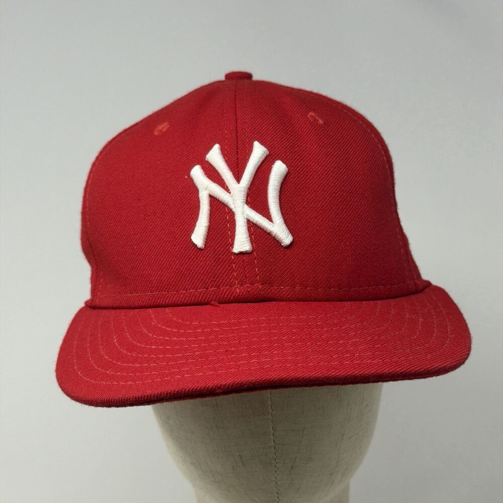 New Era 59FIFTY New York Yankees Hat Red White Fitted Size 7 1/4 Made USA